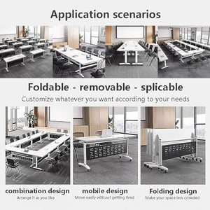 HSHBDDM Foldable Conference Table with Caster Wheels for Office and Meeting Rooms