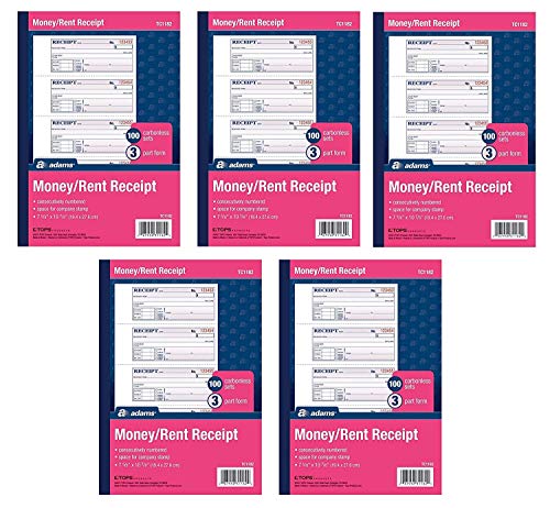 Adams Money and Rent Receipt Book, 3-Part (4-Pack/ 20 Total)