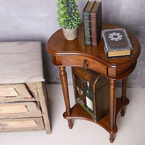 BinOxy Solid Wood 2-Tier Coffee Table with Drawer and Storage Shelf