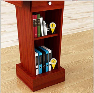 CAMBOS Lectern Podium Stand with Storage Shelf - Solid Wood, Floor-Standing Orator