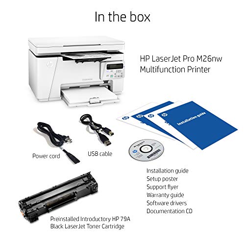 HP Laserjet Pro M26nw Wireless All-in-One Compact Laser Printer, Works with Alexa (T0L50A)
