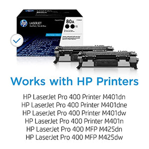 HP 80A | CF280AD1 | 2 Toner-Cartridges | Black | Works with HP LaserJet Pro 400 Printer M401 series, M425dn