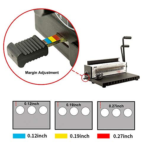 Rayson TD-1500B34R Binding Machine, Round Size Holes, 3:1 Pitch Wire-O Binder Punch 15 Sheets/Bind 130 Sheets with Sturdy Metal Construction