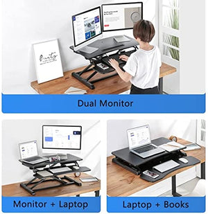 None Standing Desk Converter Computer Work Station Height Adjustable Stand Up Desk Ergonomic - Black