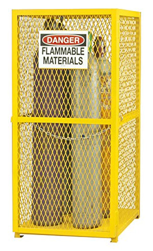 Durham EGCVC9-50 Gas Cylinder Cabinet, 9 Vertical, 30" Overall Width, 30" Overall Depth, 71-3/4" Overall Height, Yellow