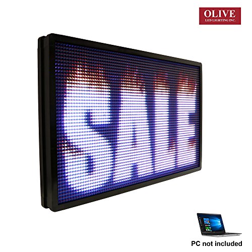 Olive LED Sign Full Color P30, 22"x60" Programmable Scrolling Outdoor Message Display Signs EMC - Industrial Grade Business Ad Machine.