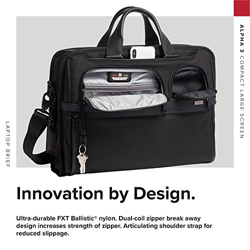 TUMI - Alpha 3 Compact Large Screen Laptop Brief Briefcase - 17 Inch Computer Bag for Men and Women - Black