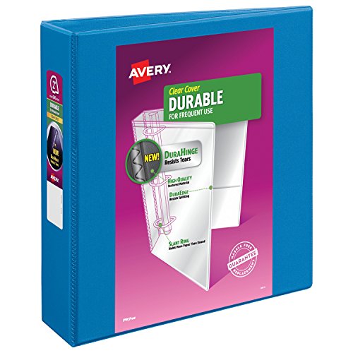 Avery Durable View Binder, 2 Slant Rings, 500-Sheet Capacity, DuraHinge, Blue, Pack of 4 (05624)