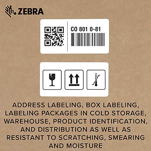 Zebra 4 x 2 in Thermal Transfer Polypropylene Labels PolyPro 3000T Permanent Adhesive Shipping Labels 1 in Core 4 rolls 10031649SP
