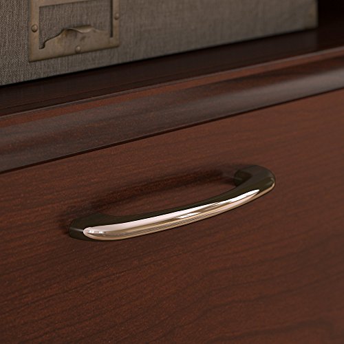 Bush Furniture Cabot Corner Desk with Hutch and 2 Drawer File Cabinet in Harvest Cherry