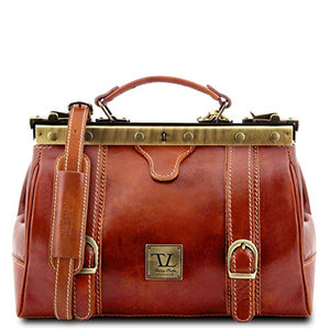 Tuscany Leather Monalisa Doctor gladstone leather bag with front straps Honey