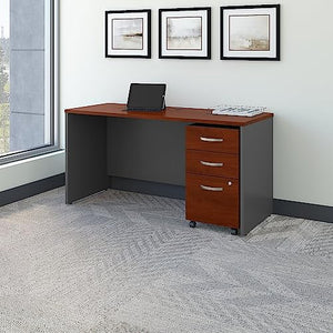 Bush Business Furniture Series C Office Desk with Mobile File Cabinet - Hansen Cherry