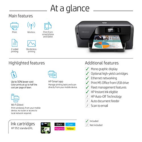 HP OfficeJet Pro 8210 Wireless Color Printer, HP Instant Ink or Amazon Dash replenishment ready (D9L64A)