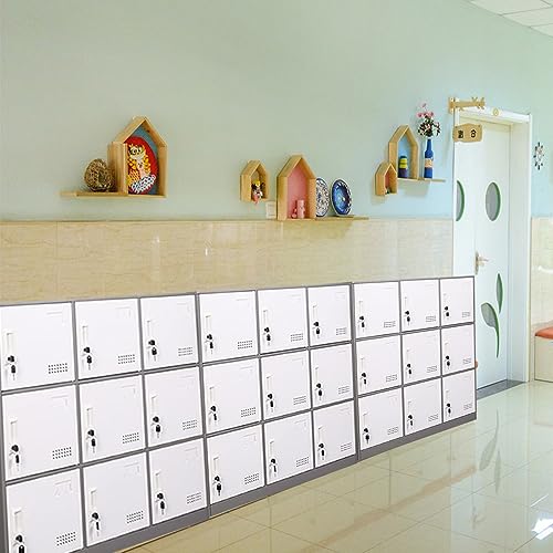 iCHENGGD Metal Locker 9 Door Storage Cabinet with Lock and Ventilation, Grey