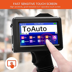 TOAUTO Portable Intelligent Upgraded Handheld Inkjet Printer Gun with 5.6 Inch LED Touch Screen Quick-Drying Inkjet Coding Machine for Code Date Label Industry Design House Usage