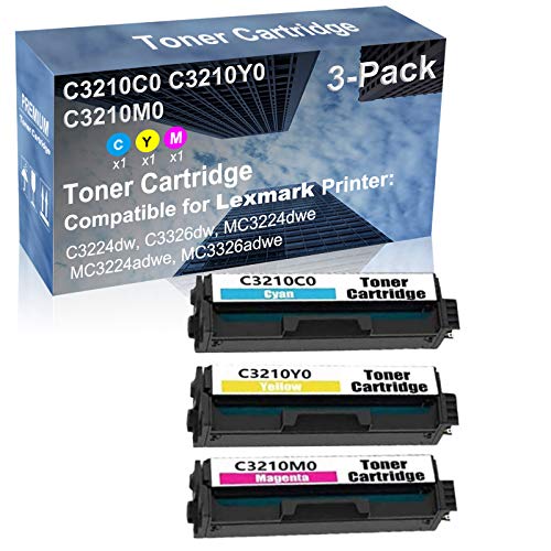 3-Pack (C+Y+M) Compatible MC3224dwe, MC3224adwe Printer Toner Cartridge High Capacity Replacement for Lexmark C3210C0+ C3210Y0+ C3210M0 Toner Cartridge