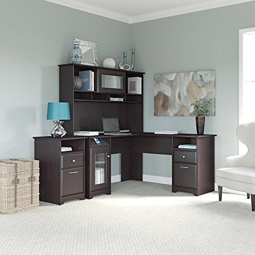 Cabot L Shaped Desk, Hutch, and 2 Drawer File Cabinet