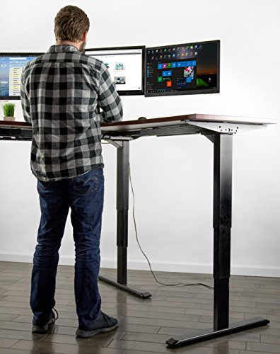 VIVO Electric Motor Sit Standing Height Adjustable Corner 3 Leg Desk Frame (Frame Only) | Sit Stand Ergonomic L Frame (DESK-V133E)