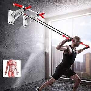 Foldable Pull Up Bars for Wall Mounted, Strength Training Equipment with Non-Slip Black Handles, Heavy Duty Pull Up Bars for Indoor Home Gym Workout,Supports to 440 Lbs