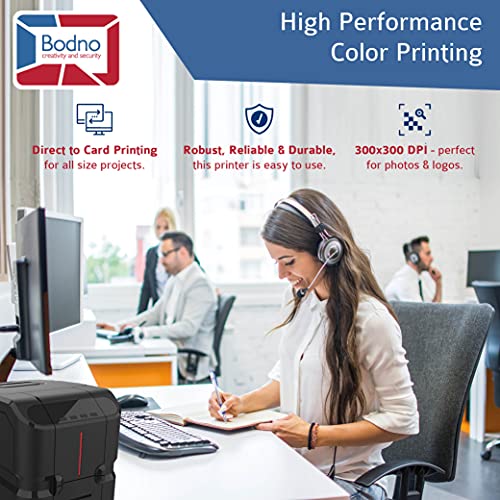 Matica MC320 Direct-to-Card Single Sided ID Card Printer & Complete Supplies Package with Bodno Bronze Edition ID Software