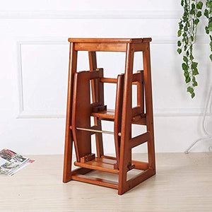 LUCEAE Wooden Folding 3 Step Stool Chair - Portable & Sturdy - 150Kg Load