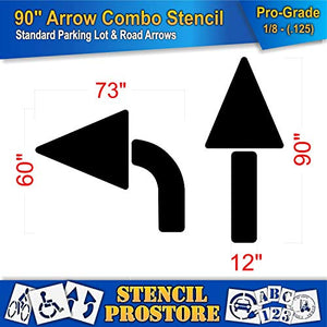 Parking Lot Stencils - 90 inch - Slotted Straight & Turn Combo Arrow KIT - (3 Piece) - 90" x 36 x 1/8" (128 mil) - Pro-Grade