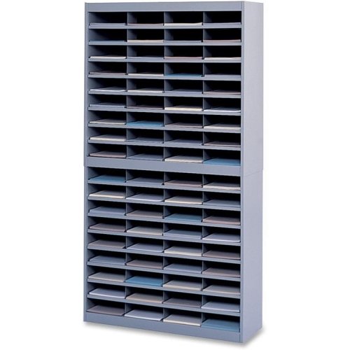 Safco E-Z Stor Literature Organizer - 71quot; Height x 37.5quot; Width x 12.8quot; Depth - 72 Compartment(s) - Steel, Fiberboard - Gray