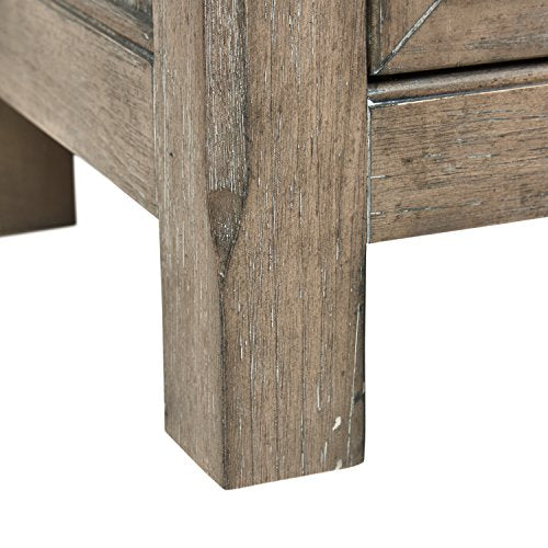 Stone & Beam Rustic Casual Wood Bookcase with Doors, 36"W, Grey