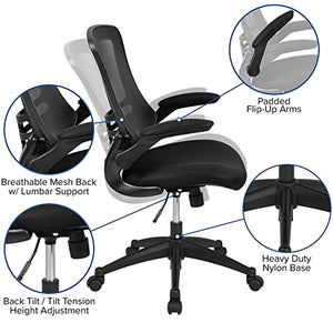 Flash Furniture Kelista Mid-Back Swivel Ergonomic Task Office Chair Set of 5 - Black Mesh