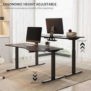 EUREKA ERGONOMIC Adjustable Height Standing Desk (70" x 30") Dual Motor, Memory Presets, Heptagon/Solid Wood