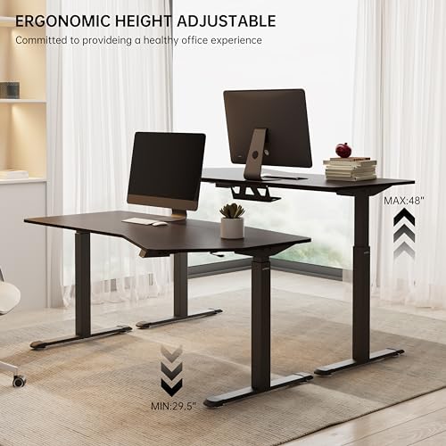 EUREKA ERGONOMIC Adjustable Height Standing Desk (70" x 30") Dual Motor, Memory Presets, Heptagon/Solid Wood