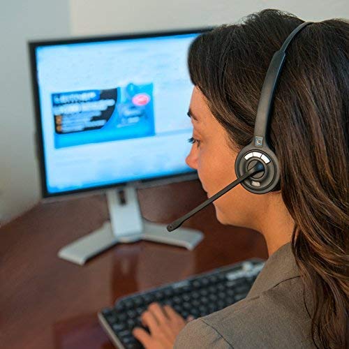 Leitner LH275 Noise-Canceling Dual-Ear Wireless Office Telephone Headset for Corded Office Phones with 5-Year Full-Replacement Warranty - Also Works with PC/Mac