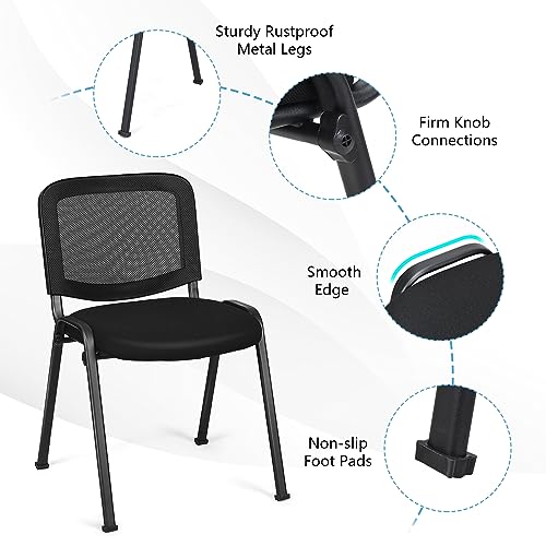 Tangkula Set of 10 Stackable Conference Chairs with Upholstered Seat and Mesh Backrest