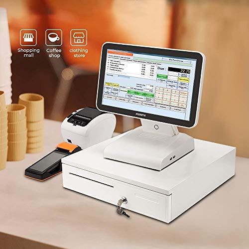 MUNBYN POS Printer and Cash Drawer, 80MM USB Network Thermal Receipt Printer, Fit with 16" White Cash Register Drawer Box