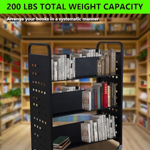 Garvee 200LBS Book Cart with Lockable Wheels, Black