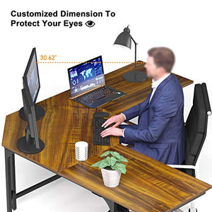Teraves Reversible L Shaped Desk with Shelves Round Corner Computer Desk Gaming Table Workstation for Home Office