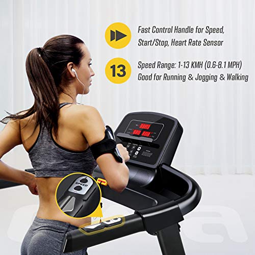 OMA Treadmills for Home 5108EB, Max 2.25 HP Folding Incline Treadmills for Running and Walking Jogging Exercise with 36 Preset Programs, Tracking Pulse, Calories - 2021 Updated Version