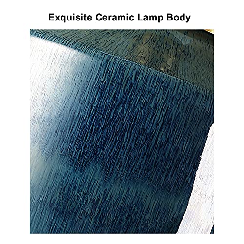 SLEEVE Blue Ceramic Table Lamp with Fabric Lampshade and Copper Base