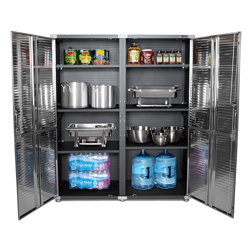 Seville Classics UltraHD Lockable Metal Storage Cabinet Organizer, 60" W x 24" D x 72" H, Graphite