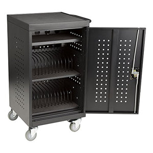 Fat Catalog 30-Bay Assembled Laptop/Tablet Charging Cart w/Double Pin Lock & Electric Compatible w/Chromebooks, iPad, Tablets & Laptop Computers (Assembled), Black (ALT-NOR1008-SO)