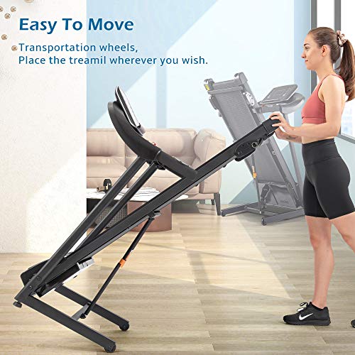 Merax Folding Treadmill for Home, 2.5HP Electric Motorized Running Machine with 10MPH Speed, Large Running Surface, 12 Programs, Speakers, Incline, LCD and Pulse Monitor for Running Walking (Black)