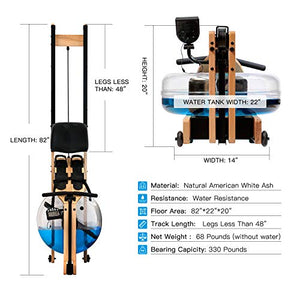 BOWDEX Wooden Water Rowing Machine with LED Monitor