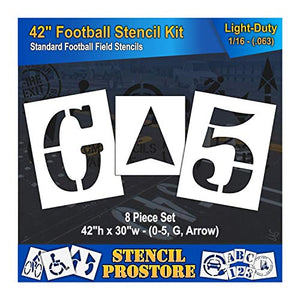Athletic Marking Stencils - 42 inch - Football Field Number Stencils - (8 Piece) - 42" x 30" x 1/16" (63 mil) - Light-Duty