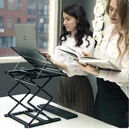 HAOSIZHEYU Mobile Standing Desk Adjustable Height, Adjustable Laptop Desk Home Office Workstation, Rolling Desk Laptop Cart for Standing or Sitting, Black