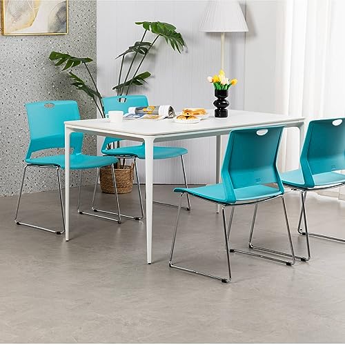 Whiterye Set of 4 Office Guest Chairs - Blue, Sled Base Stackable Design