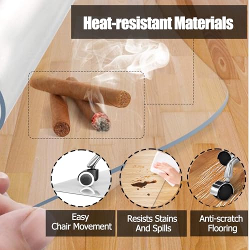 JLXJYS Office Wood Floor Transparent Chair Mat, Skid-Resistant Carpet Protector Pad (120x600cm)