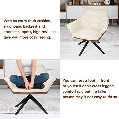 Accent Chairs Set of 2 for Bedroom Metal Legs with 360-Degree Swivel White Upholstered Computer Desk Chair for Small Spaces Home Office Living Room Bedroom Home Furnishings
