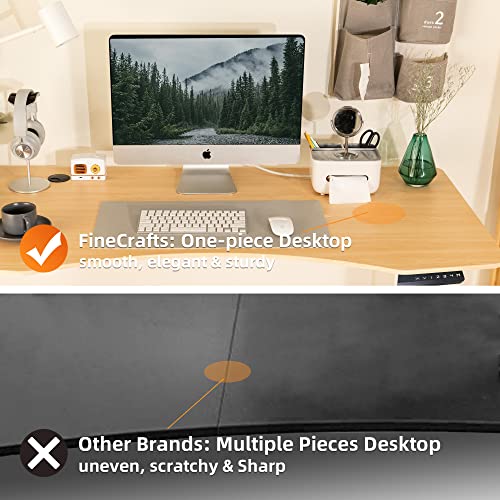 FinerCrafts Electric Standing Desk 71" x 32" Dual-Motor Height Adjustable Home Office Desk - Natural Maple/White