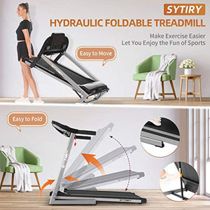 sytiry Treadmill with Large 10" Touchscreen and WiFi Connection, YouTube, Facebook and More, 3.25hp Folding Treadmill, Cardio Fitness Exercise Machine for Walking, Jogging, and Running.