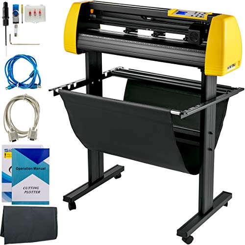 VEVOR Vinyl Cutter Machine, 870mm Cutting Plotter, Automatic Camera Contour Cutting 34” Plotter Printer with Floor Stand Vinyl Cutting Machine Adjustable Force and Speed for Sign Making Plotter Cutter